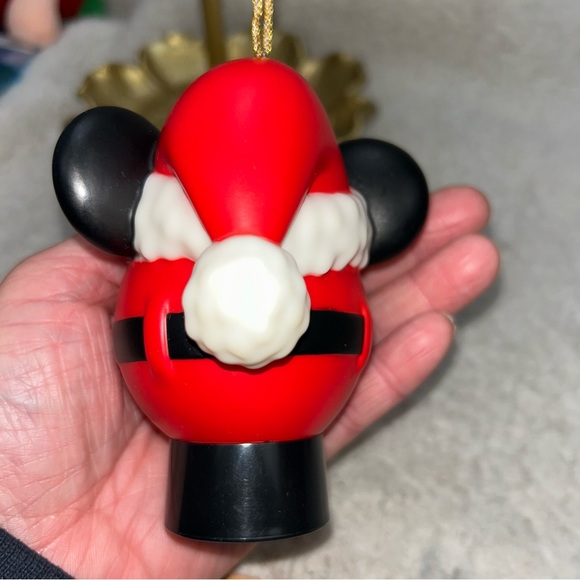Disney Hallmark Mickey Santa plastic lighted Christmas ornament 4" off on button - Picture 7 of 8